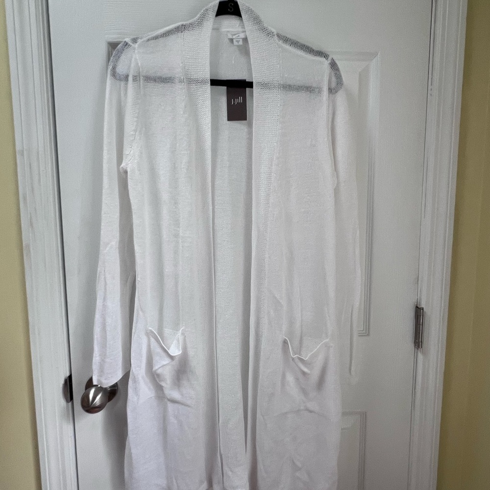 NWT J. Jill Open Weave Linen Blend Cardigan Duster Sweater in size Medium